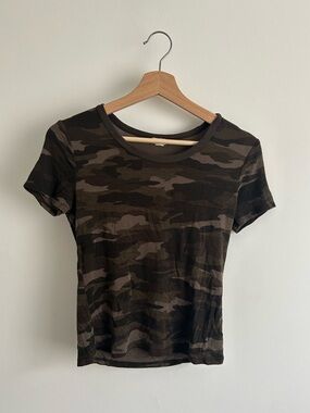 Garage Women’s Olive and Dark Green Camo Short Sleeve Tee
